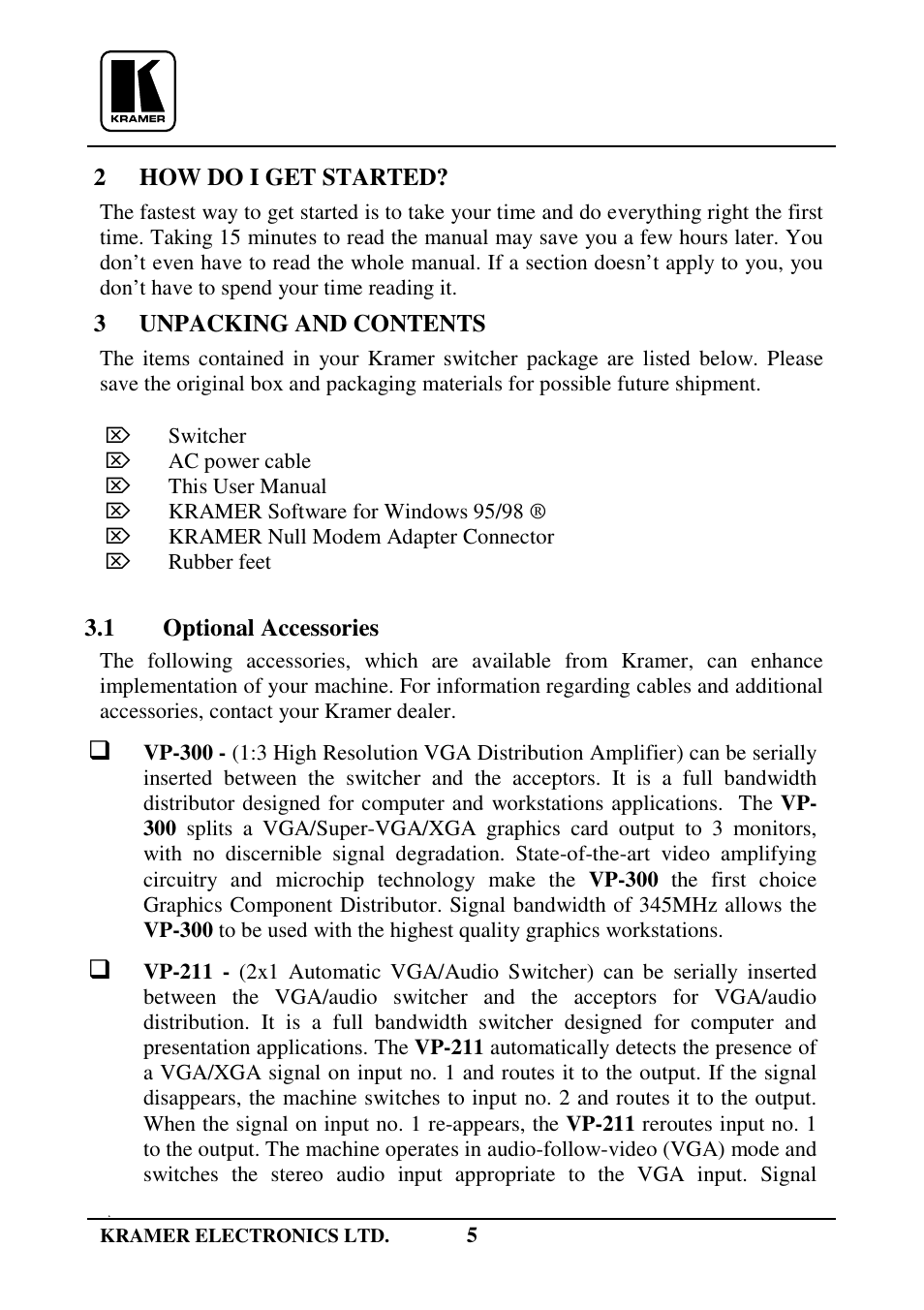 Kramer Electronics VP-61xl User Manual | Page 6 / 16