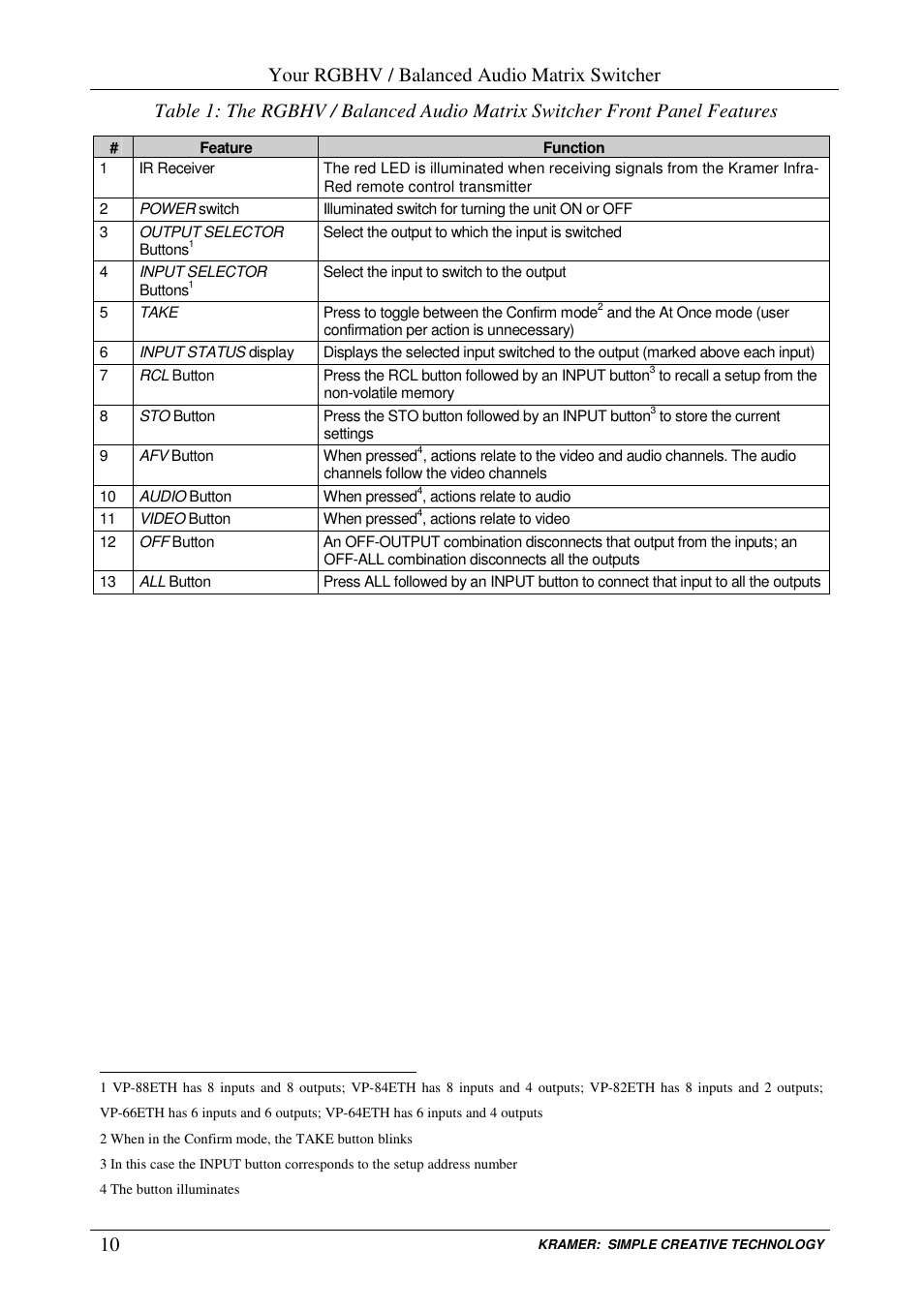 Your rgbhv / balanced audio matrix switcher | Kramer Electronics VP-84ETH User Manual | Page 13 / 40