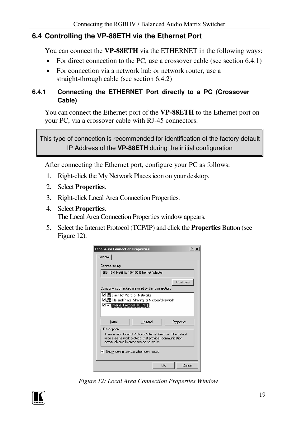 Kramer Electronics VP-84ETH User Manual | Page 22 / 40