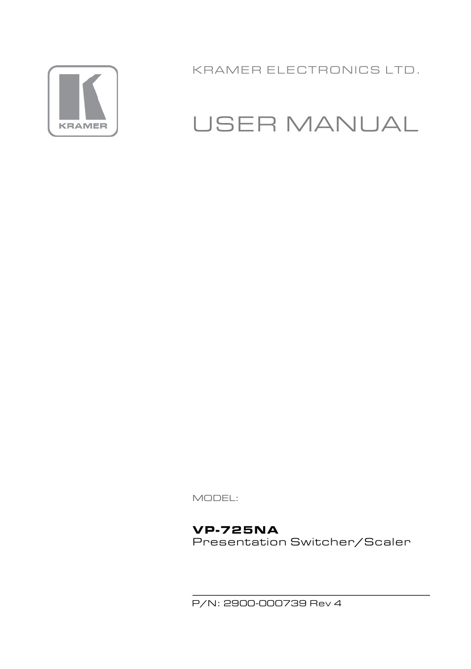Kramer Electronics VP-725NA User Manual | 73 pages