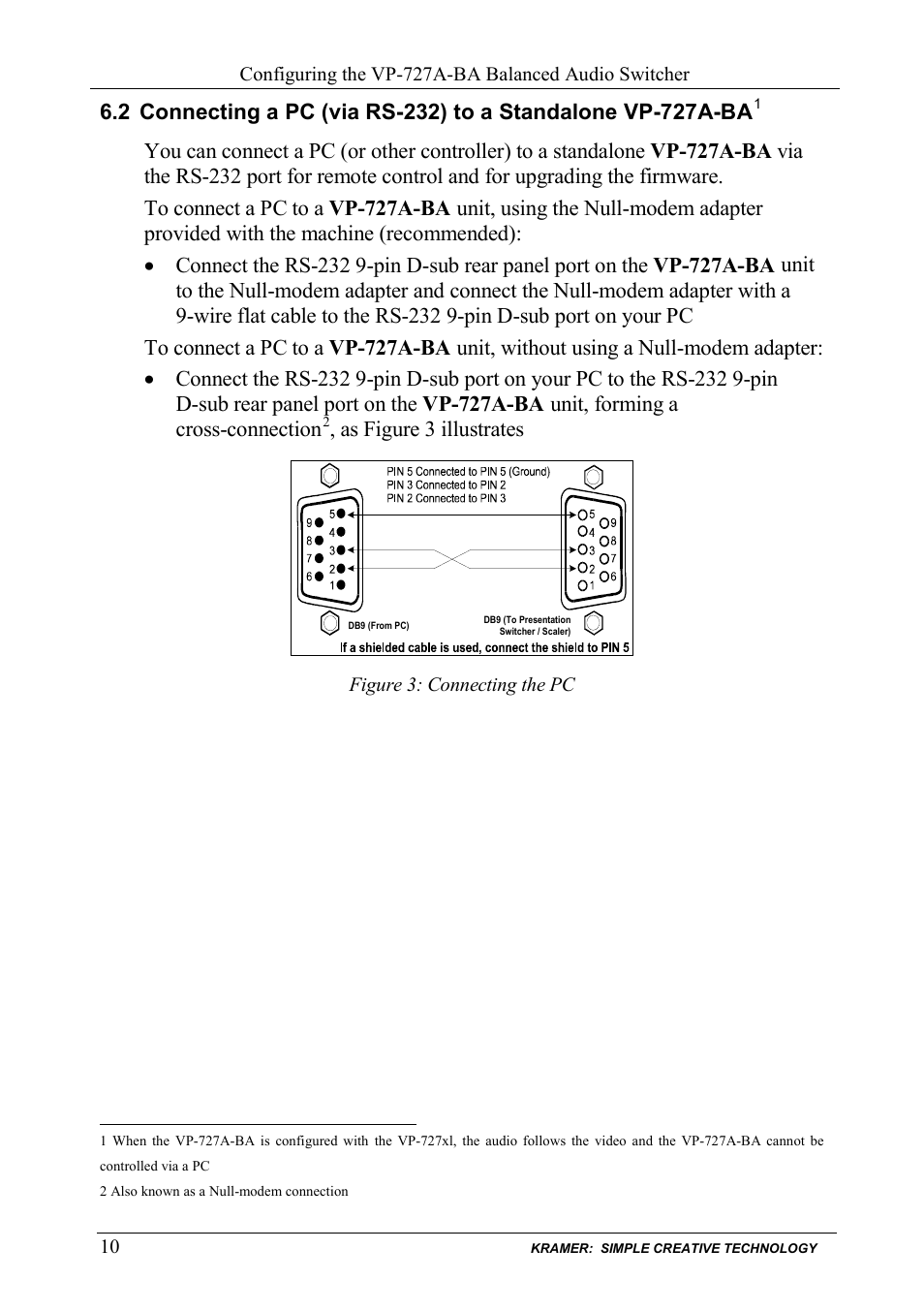 Figure 3: connecting the pc, N 6.2) | Kramer Electronics VP-727A-BA User Manual | Page 12 / 32