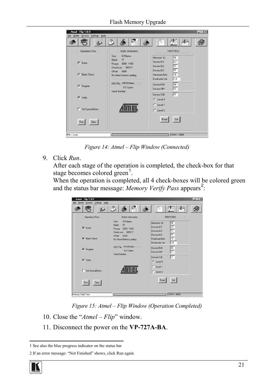 Figure 14: atmel – flip window (connected) | Kramer Electronics VP-727A-BA User Manual | Page 23 / 32