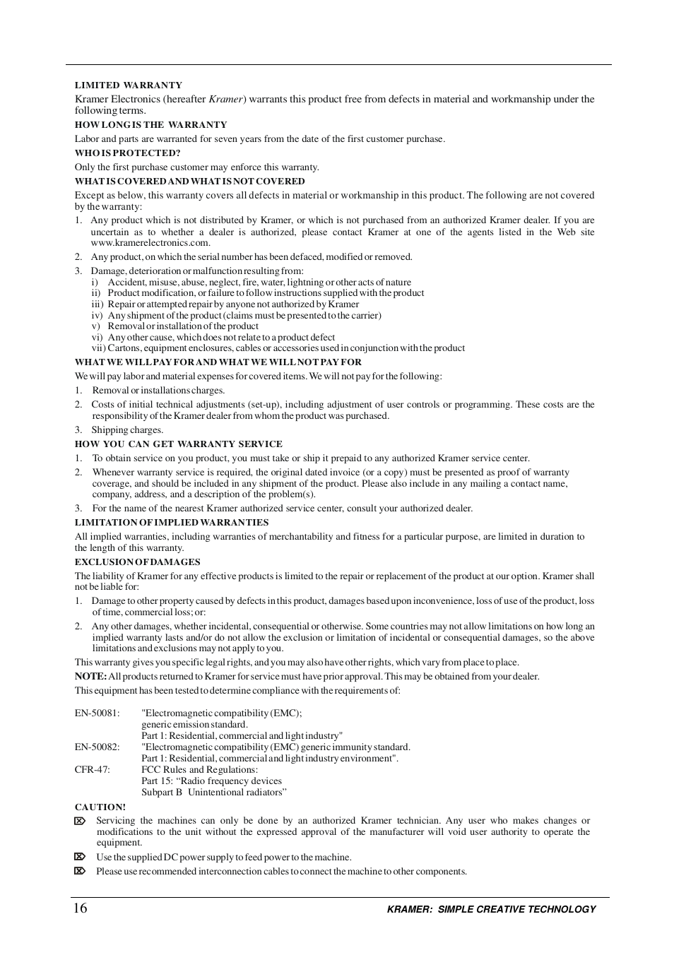 Kramer Electronics VP-727T User Manual | Page 18 / 19