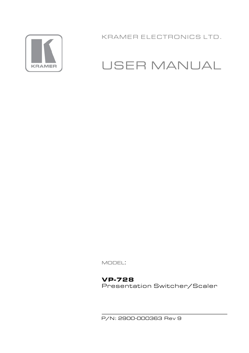 Kramer Electronics VP-728 User Manual | 69 pages