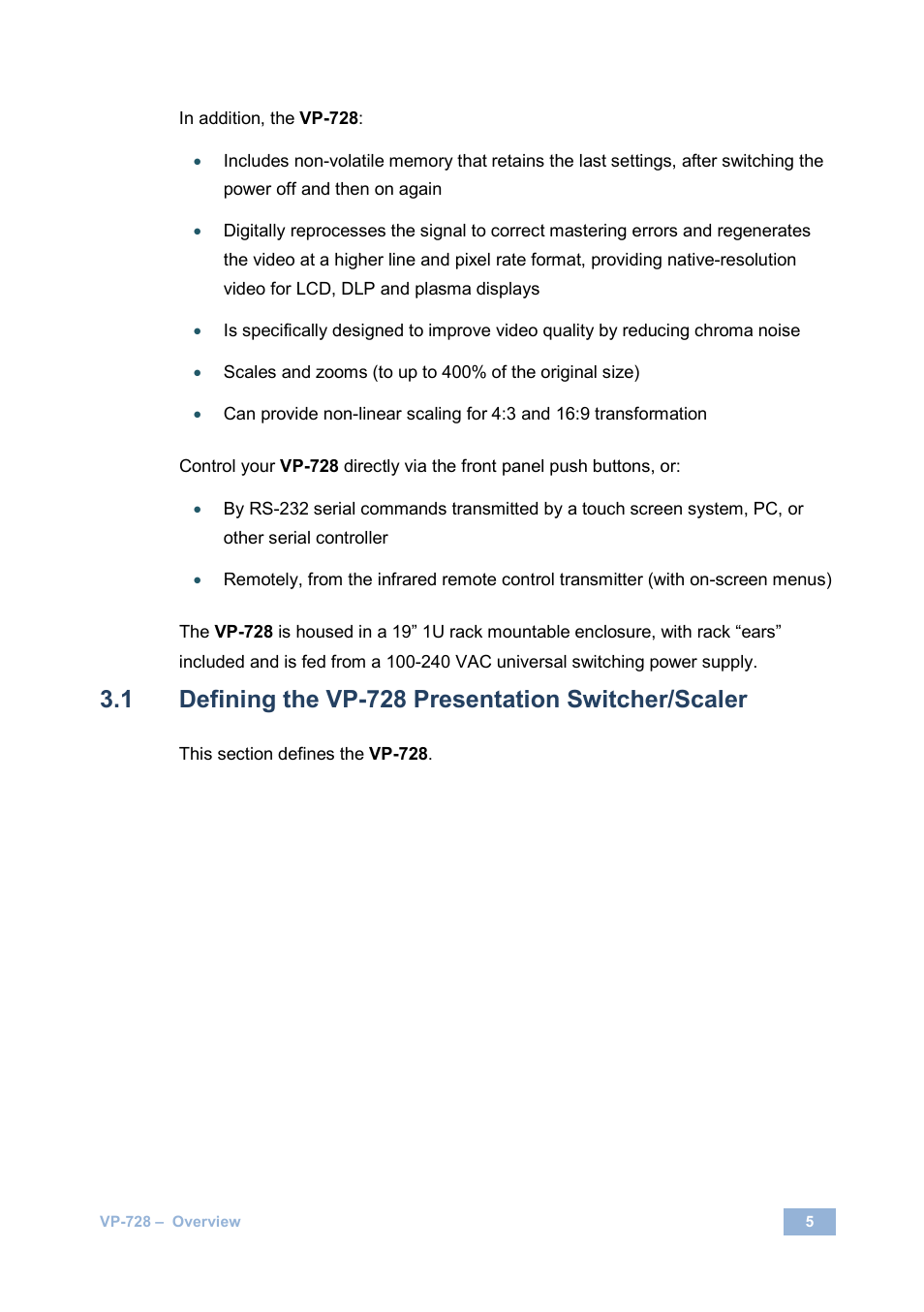 Defining the vp-728 presentation switcher/scaler | Kramer Electronics VP-728 User Manual | Page 10 / 69