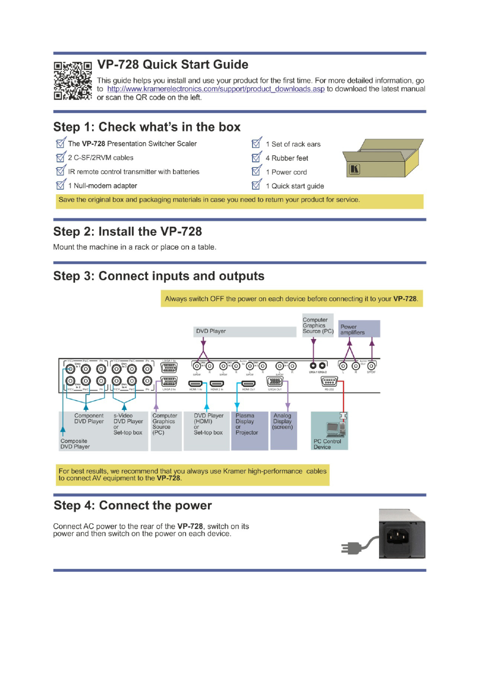 Kramer Electronics VP-728 User Manual | Page 2 / 69