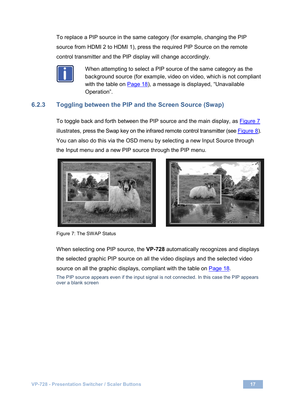 Figure 7: the swap status | Kramer Electronics VP-728 User Manual | Page 22 / 69