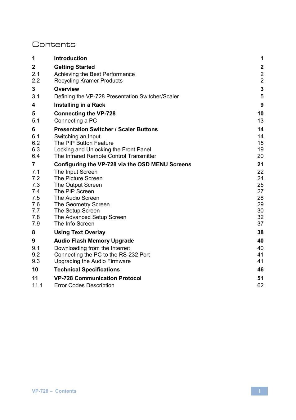 Kramer Electronics VP-728 User Manual | Page 4 / 69