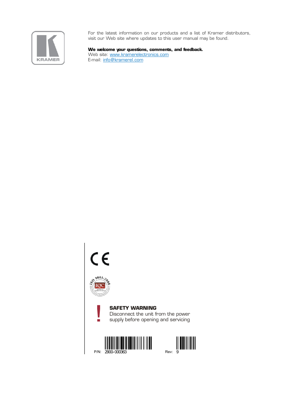 Kramer Electronics VP-728 User Manual | Page 69 / 69