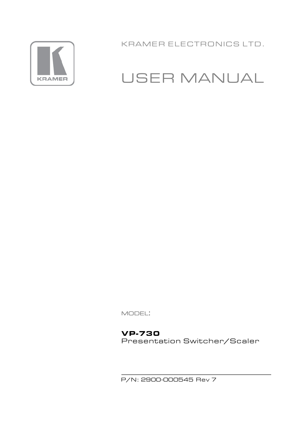 Kramer Electronics VP-730 User Manual | 68 pages