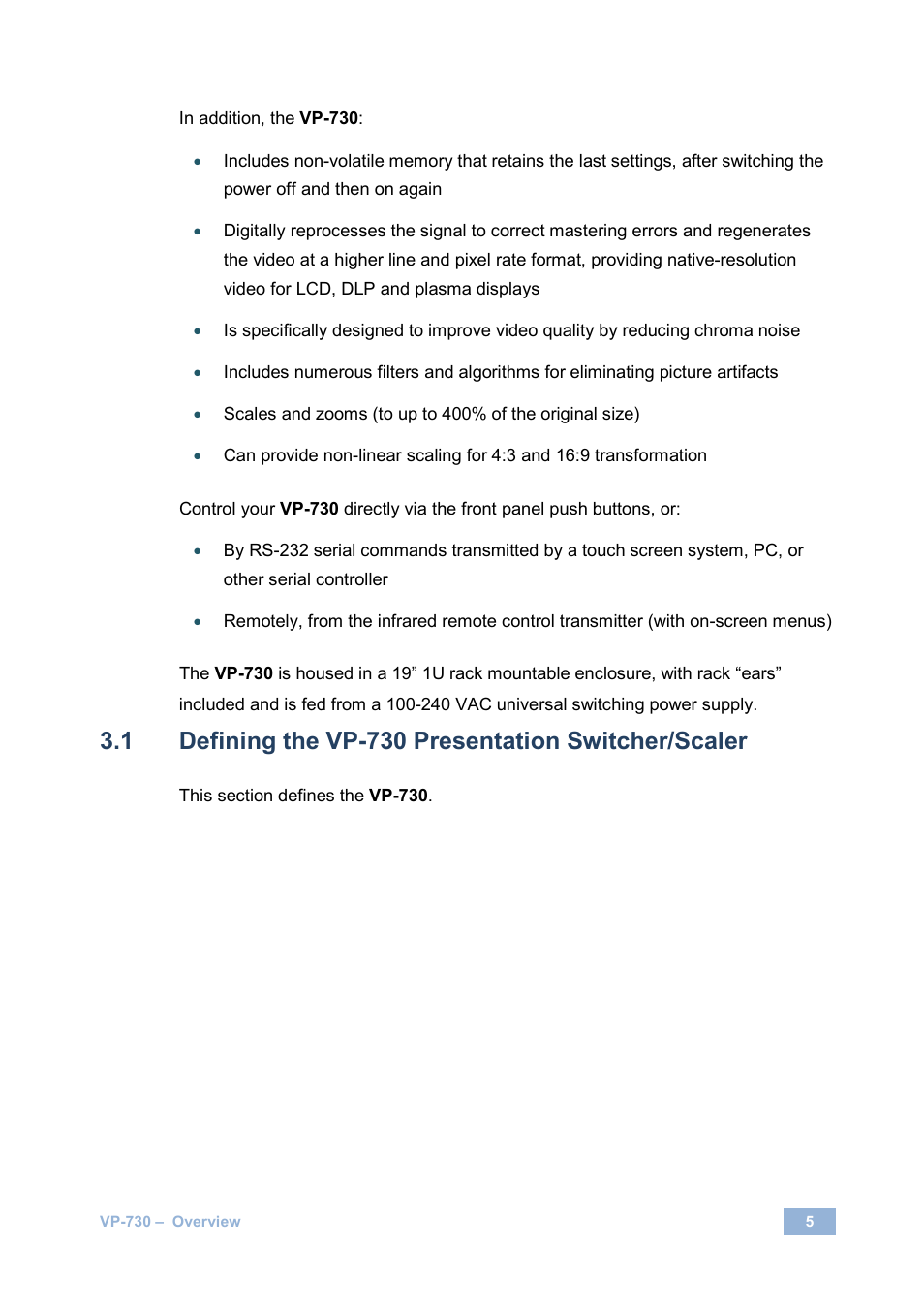 Defining the vp-730 presentation switcher/scaler | Kramer Electronics VP-730 User Manual | Page 10 / 68