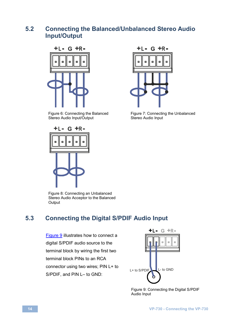 3 connecting the digital s/pdif audio input, Connecting the digital s/pdif audio input | Kramer Electronics VP-730 User Manual | Page 19 / 68