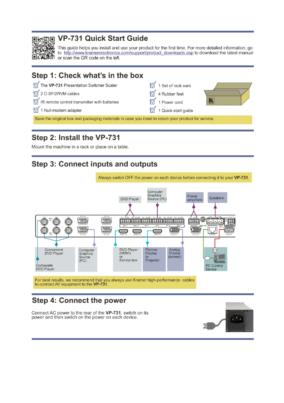 Kramer Electronics VP-731 User Manual | Page 2 / 69