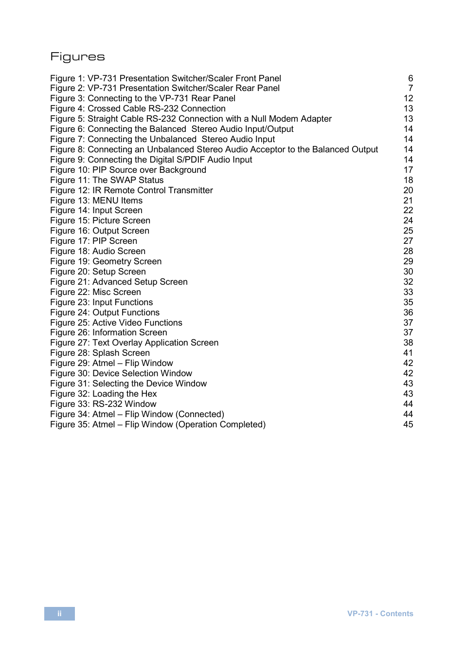 Figures | Kramer Electronics VP-731 User Manual | Page 5 / 69