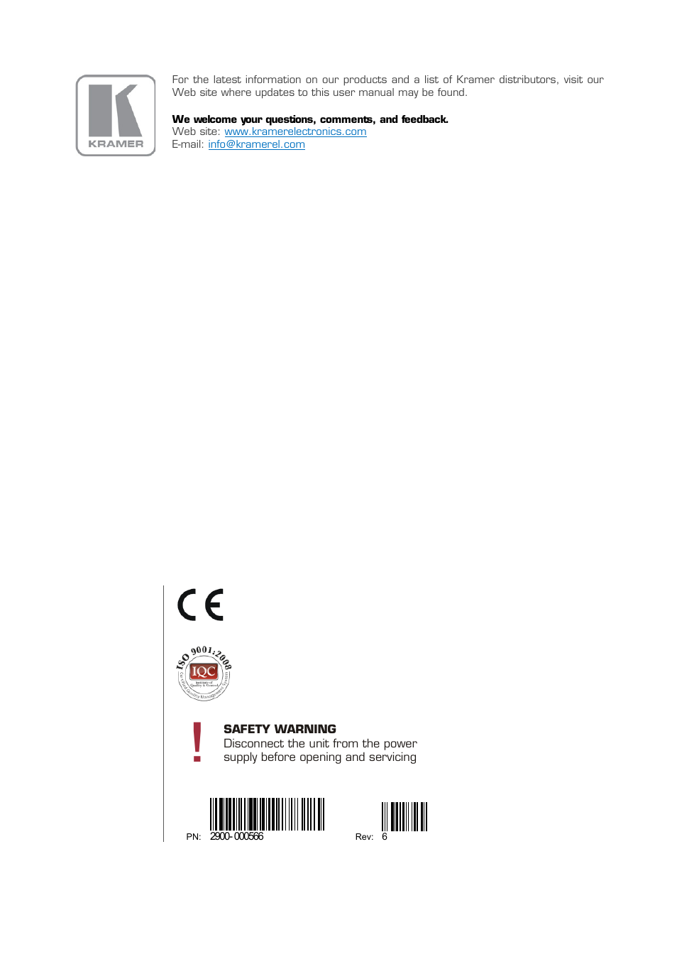 Kramer Electronics VP-731 User Manual | Page 69 / 69