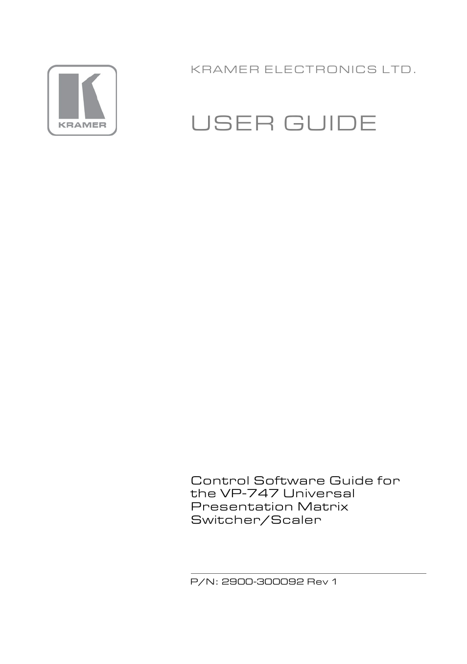 Kramer Electronics VP-747 User Manual | 18 pages