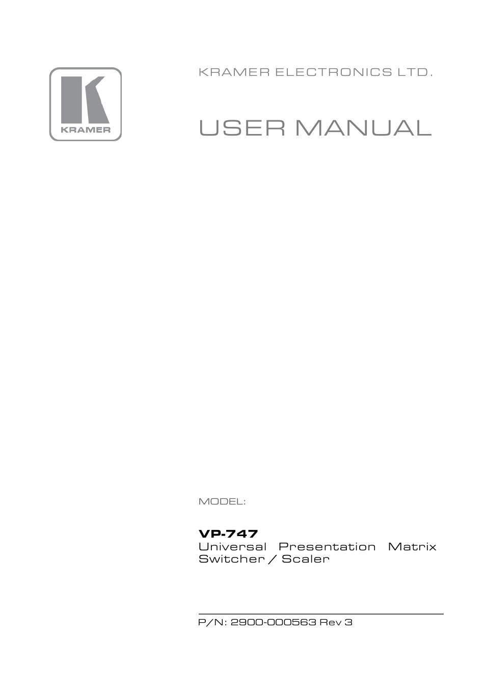 Kramer Electronics VP-747 User Manual | 65 pages