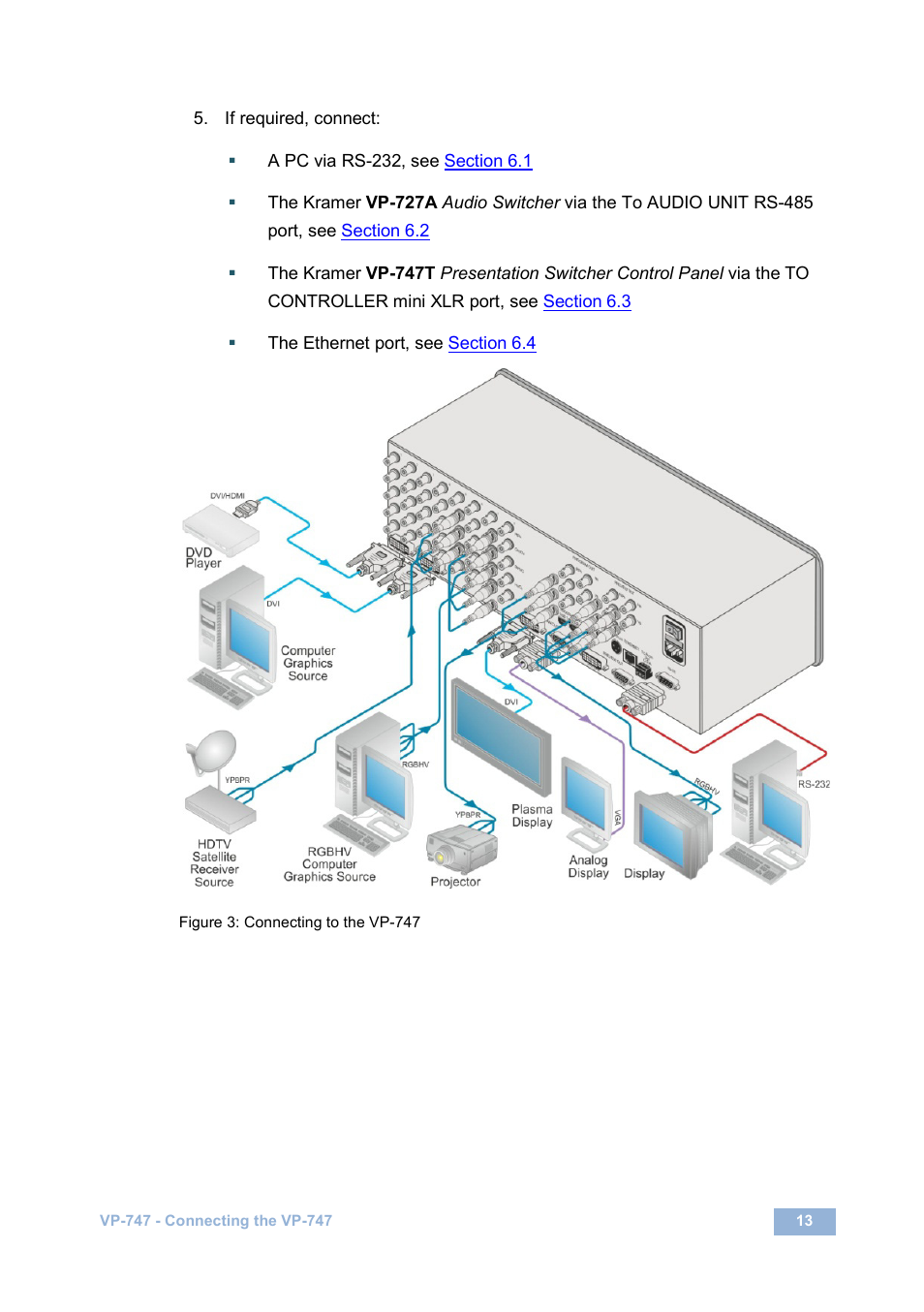 Figure 3: connecting to the vp-747, Figure 3 | Kramer Electronics VP-747 User Manual | Page 18 / 65