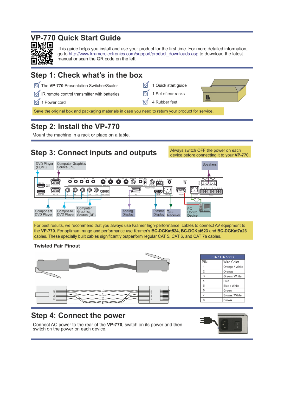 Kramer Electronics VP-770 User Manual | Page 2 / 82