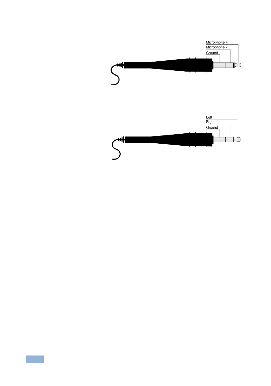 2 microphone pinout, 3 audio input pinout, Microphone pinout | Audio input pinout, Figure 6: microphone pinout, Figure 7: audio input pinout | Kramer Electronics VP-770 User Manual | Page 21 / 82