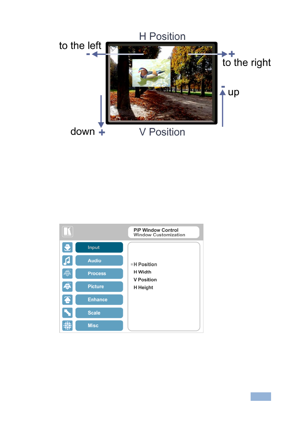 Figure 13: positioning the window, Figure 14: window customization, Figure 14 | Figure 13 | Kramer Electronics VP-770 User Manual | Page 30 / 82