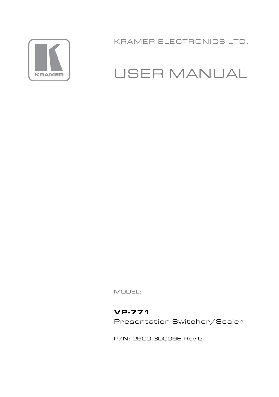 Kramer Electronics VP-771 User Manual | 85 pages