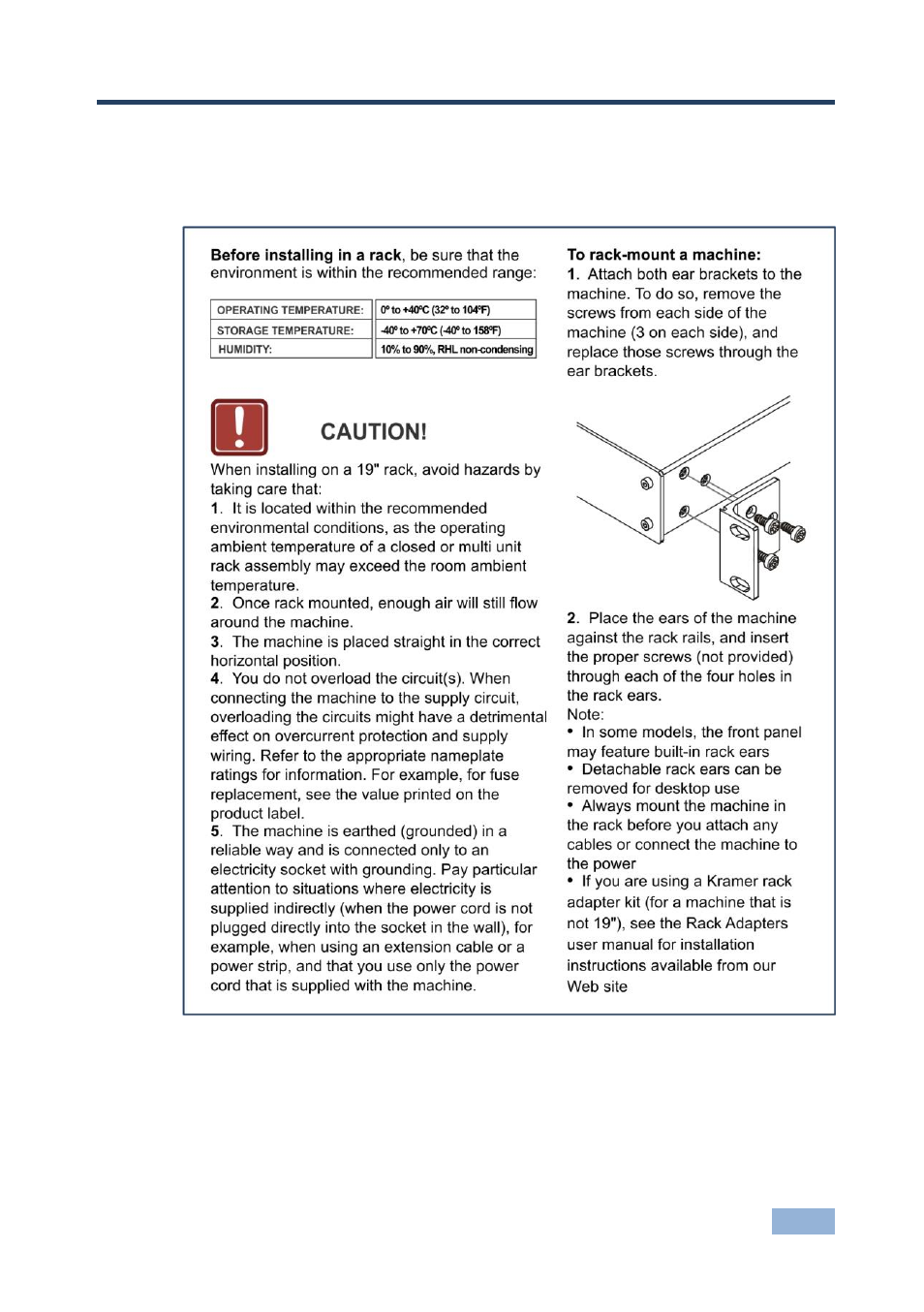 4 installing in a rack, Installing in a rack, 4installing in a rack | Kramer Electronics VP-771 User Manual | Page 16 / 85