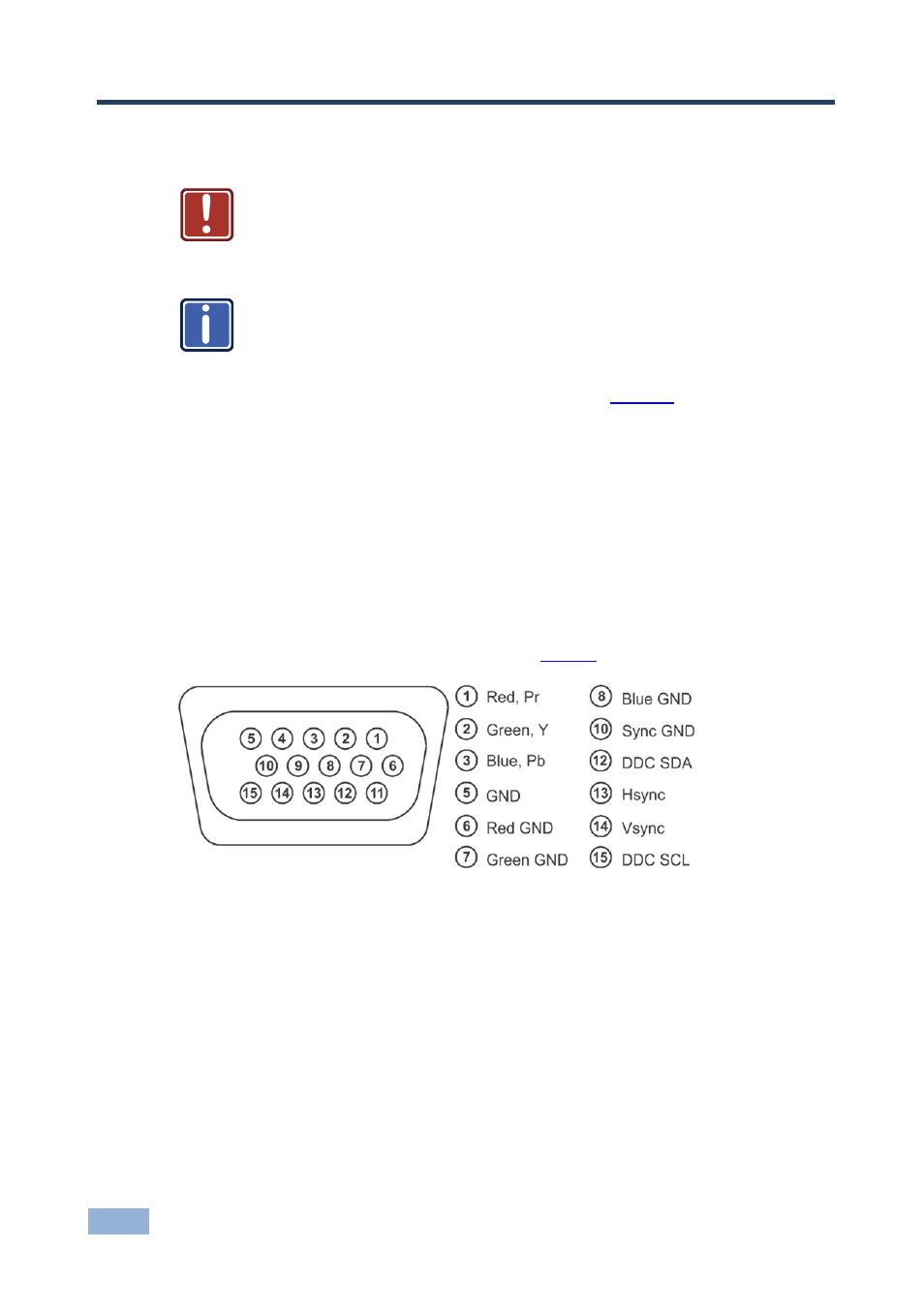 5 connecting the vp-771, Connecting the vp-771, Figure 3: 15-pin hd connector pinout | 5connecting the vp-771 | Kramer Electronics VP-771 User Manual | Page 17 / 85