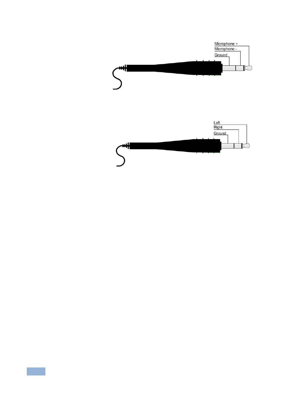 2 microphone pinout, 3 audio input pinout, Microphone pinout | Audio input pinout, Figure 6: microphone pinout, Figure 7: audio input pinout | Kramer Electronics VP-771 User Manual | Page 21 / 85