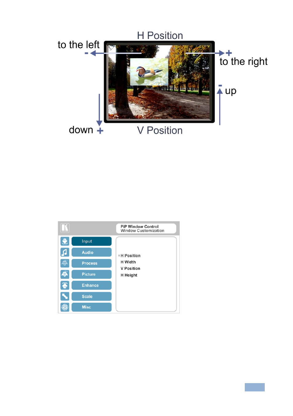 Figure 13: positioning the window, Figure 14: window customization, Figure 14 | Figure 13 | Kramer Electronics VP-771 User Manual | Page 30 / 85