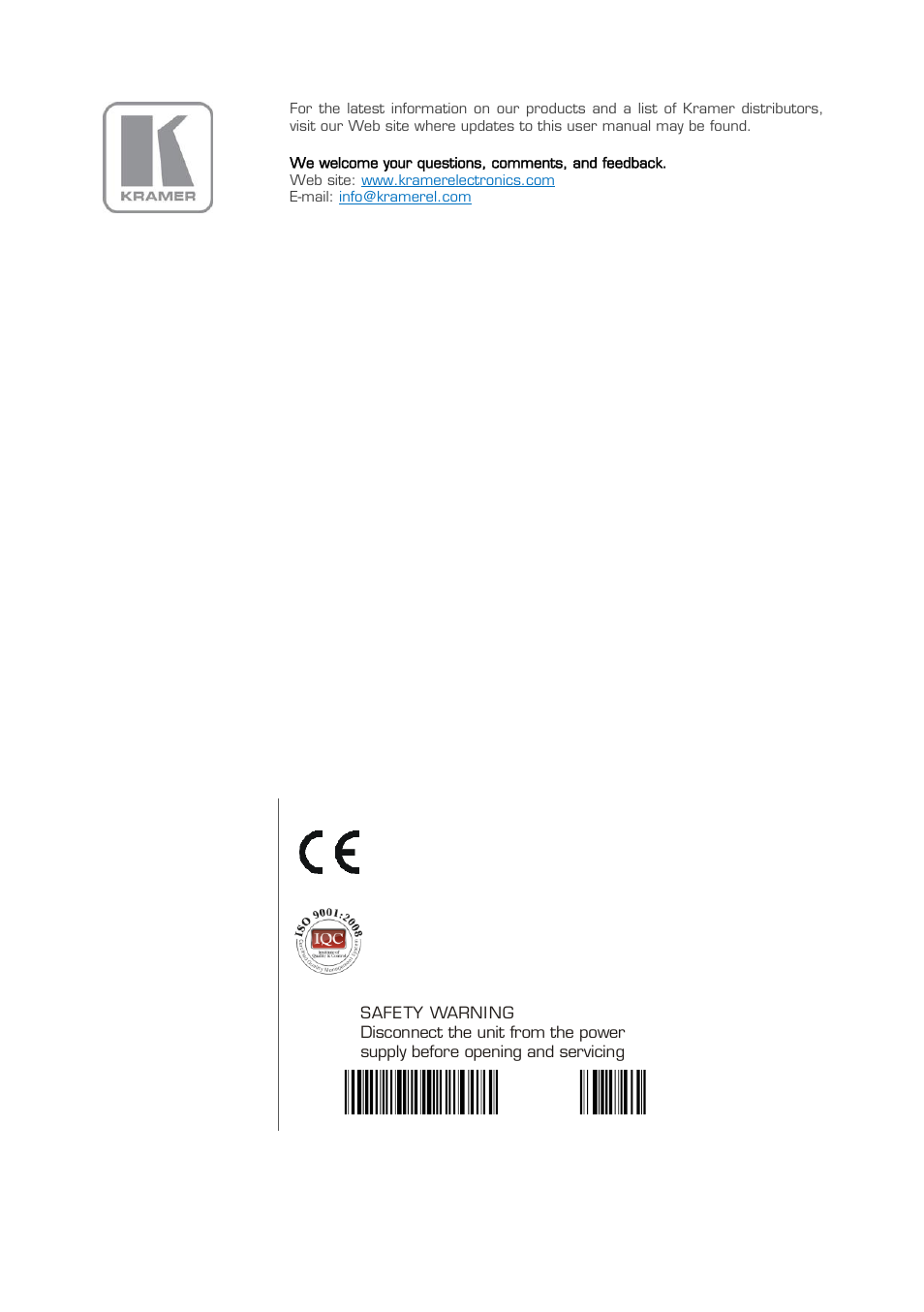 Kramer Electronics VP-771 User Manual | Page 85 / 85