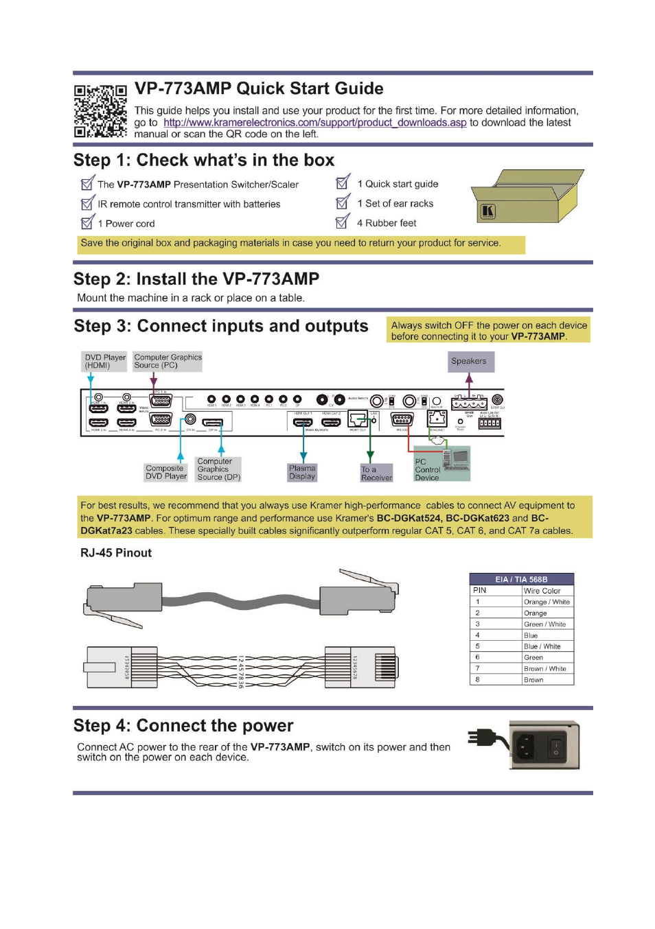 Kramer Electronics VP-773AMP User Manual | Page 2 / 80