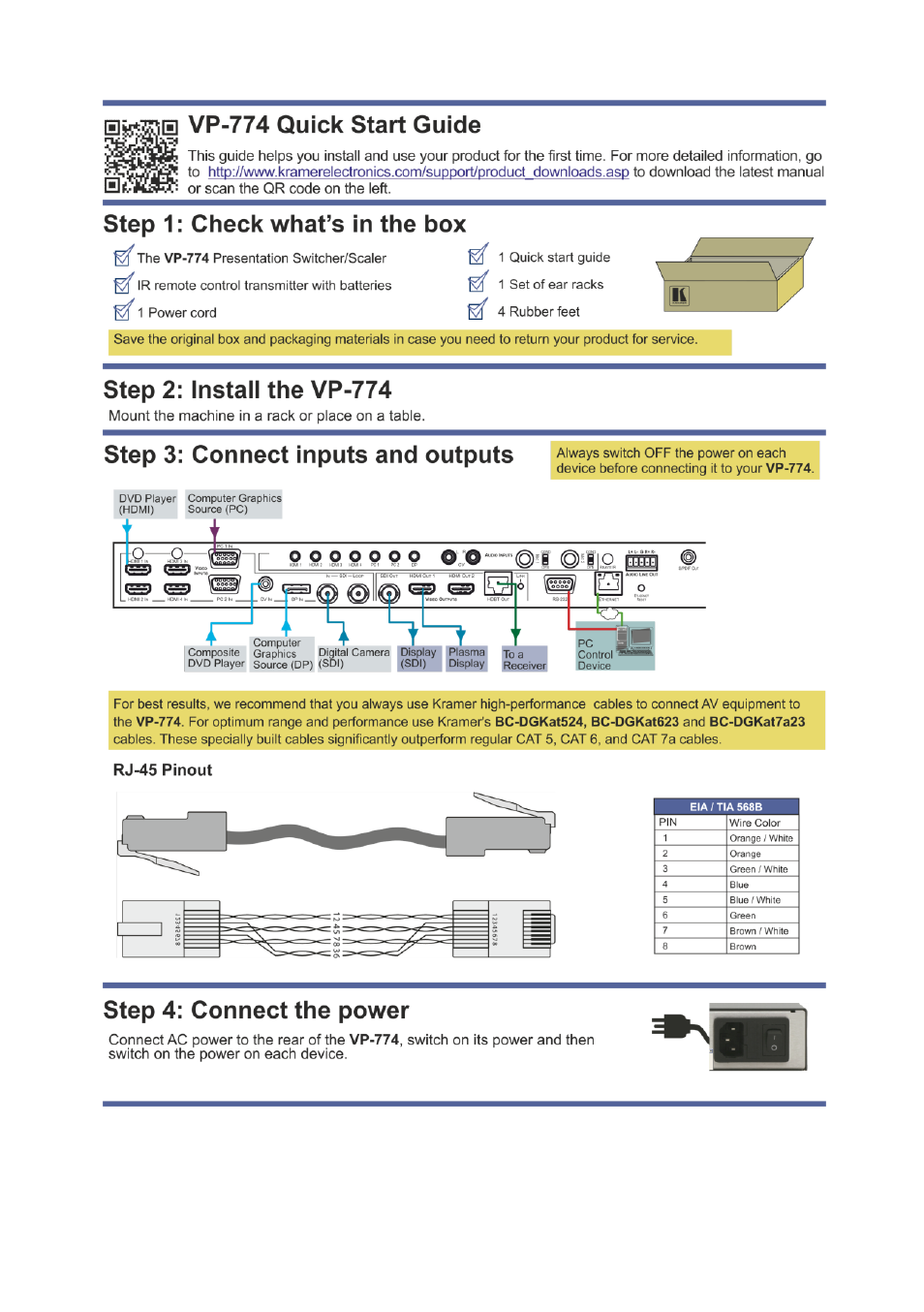 Kramer Electronics VP-774 User Manual | Page 2 / 85