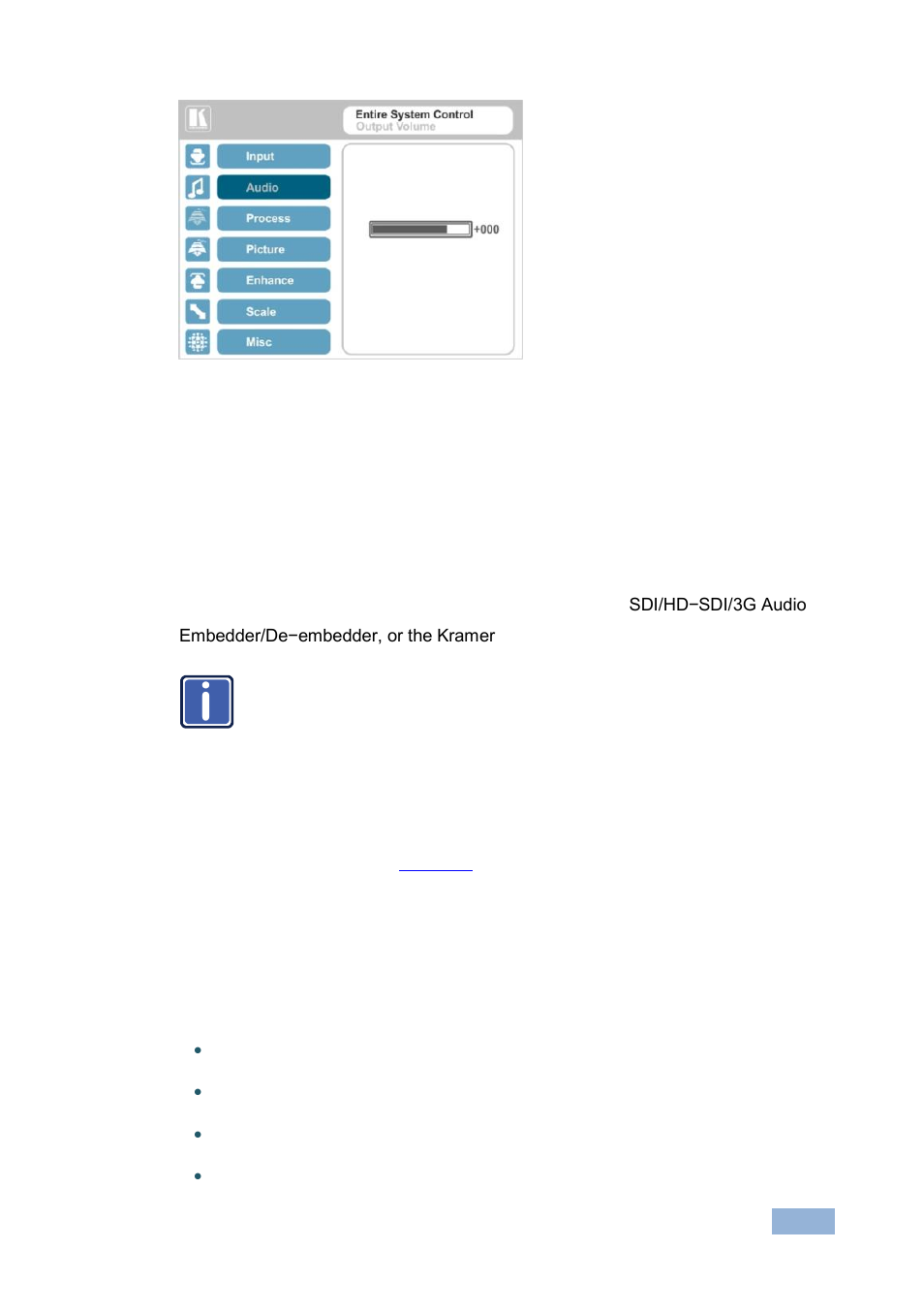 1 sdi channeling, Figure 20: set the output volume level, Figure 20 | Kramer Electronics VP-774AMP User Manual | Page 34 / 85