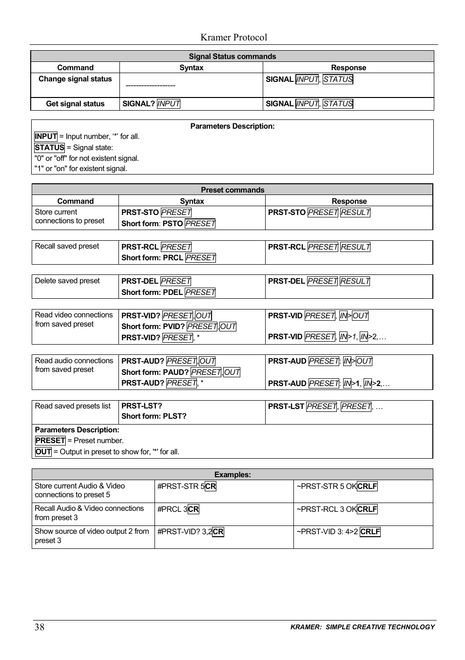 Kramer protocol | Kramer Electronics VP-81KSi User Manual | Page 42 / 51