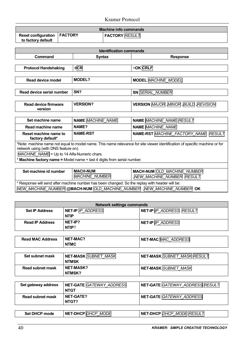 Kramer protocol | Kramer Electronics VP-81KSi User Manual | Page 44 / 51