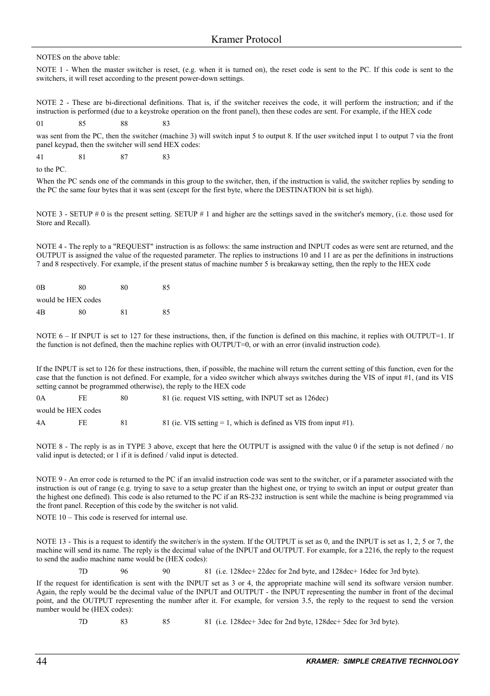 Kramer protocol | Kramer Electronics VP-81KSi User Manual | Page 48 / 51