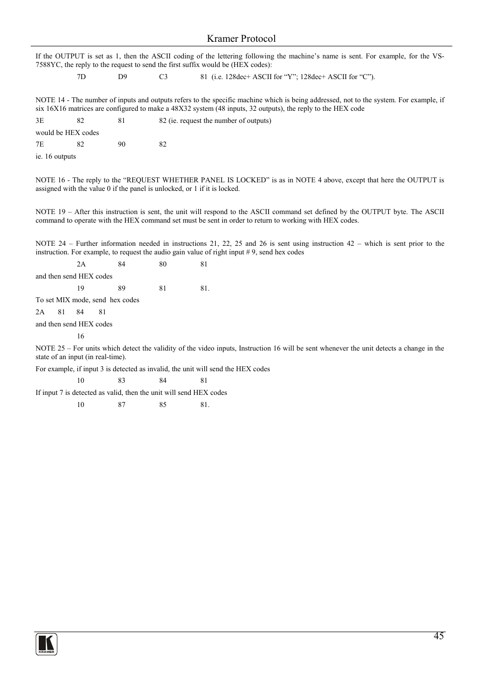 Kramer protocol | Kramer Electronics VP-81KSi User Manual | Page 49 / 51