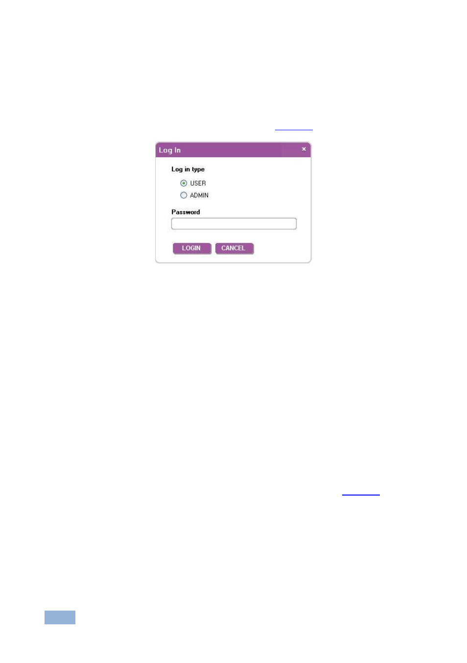 3 logging in as admin, 4 connecting to the device, Figure 14: login window | Kramer Electronics VP-81SIDN User Manual | Page 34 / 50