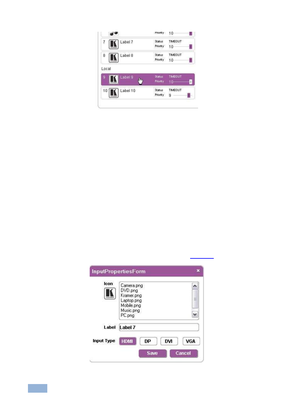 Figure 16: input selection, Figure 17: vp-81sidn input selection | Kramer Electronics VP-81SIDN User Manual | Page 36 / 50