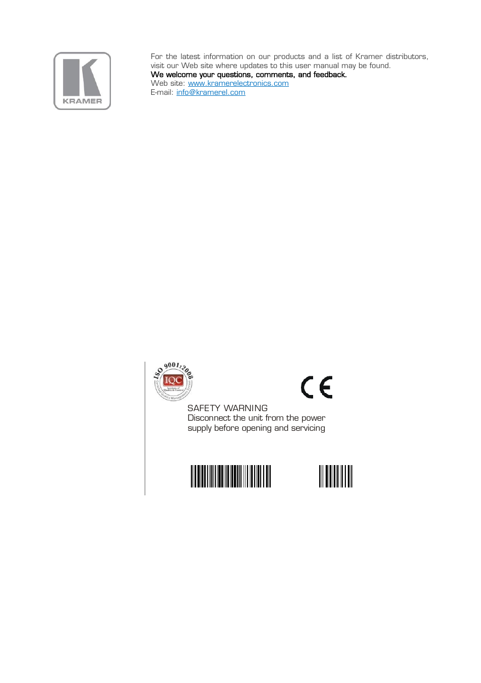 Kramer Electronics VP-81SIDN User Manual | Page 50 / 50