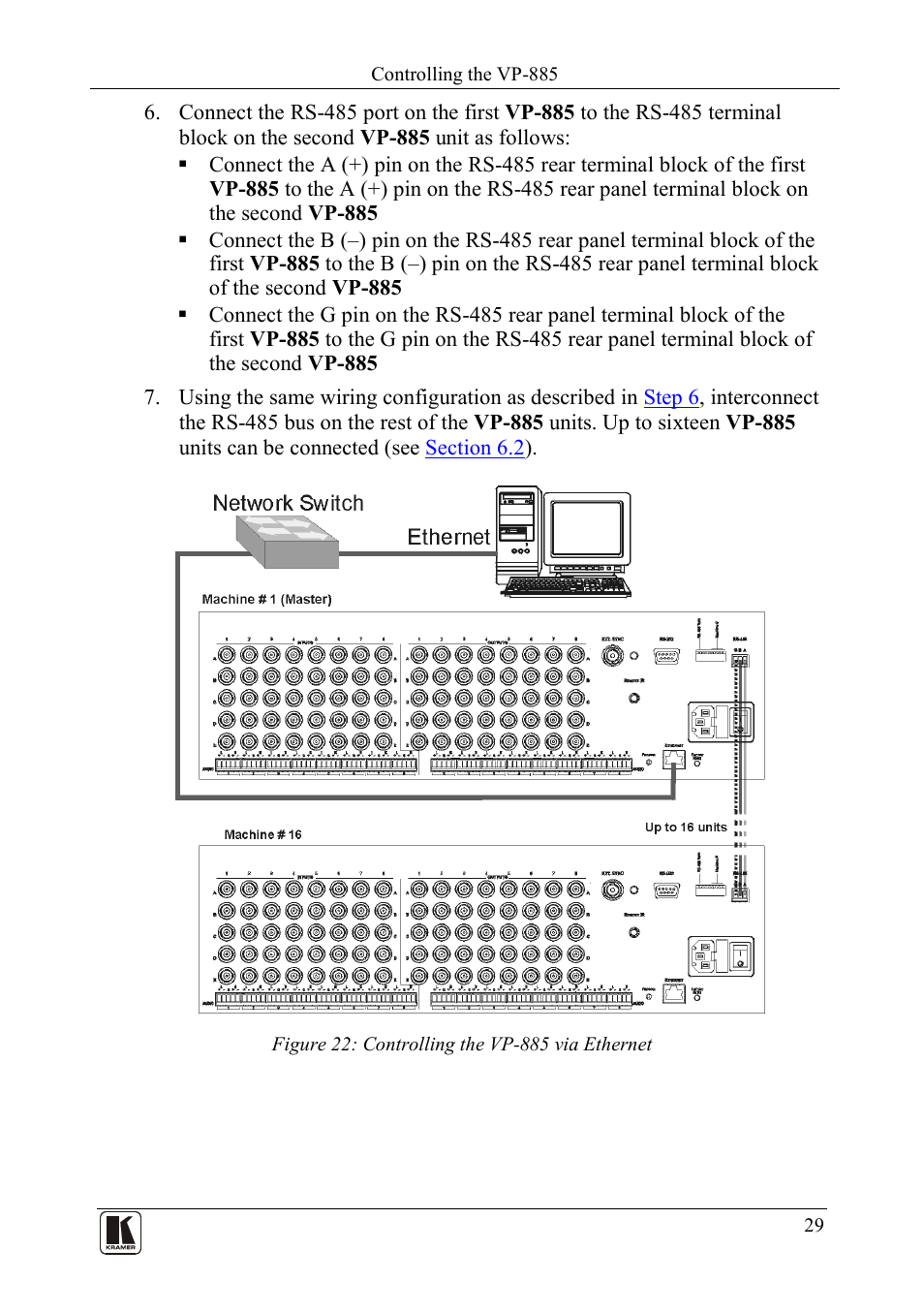 Figure 22: controlling the vp-885 via ethernet, Figure 22 | Kramer Electronics VP-885 User Manual | Page 33 / 62