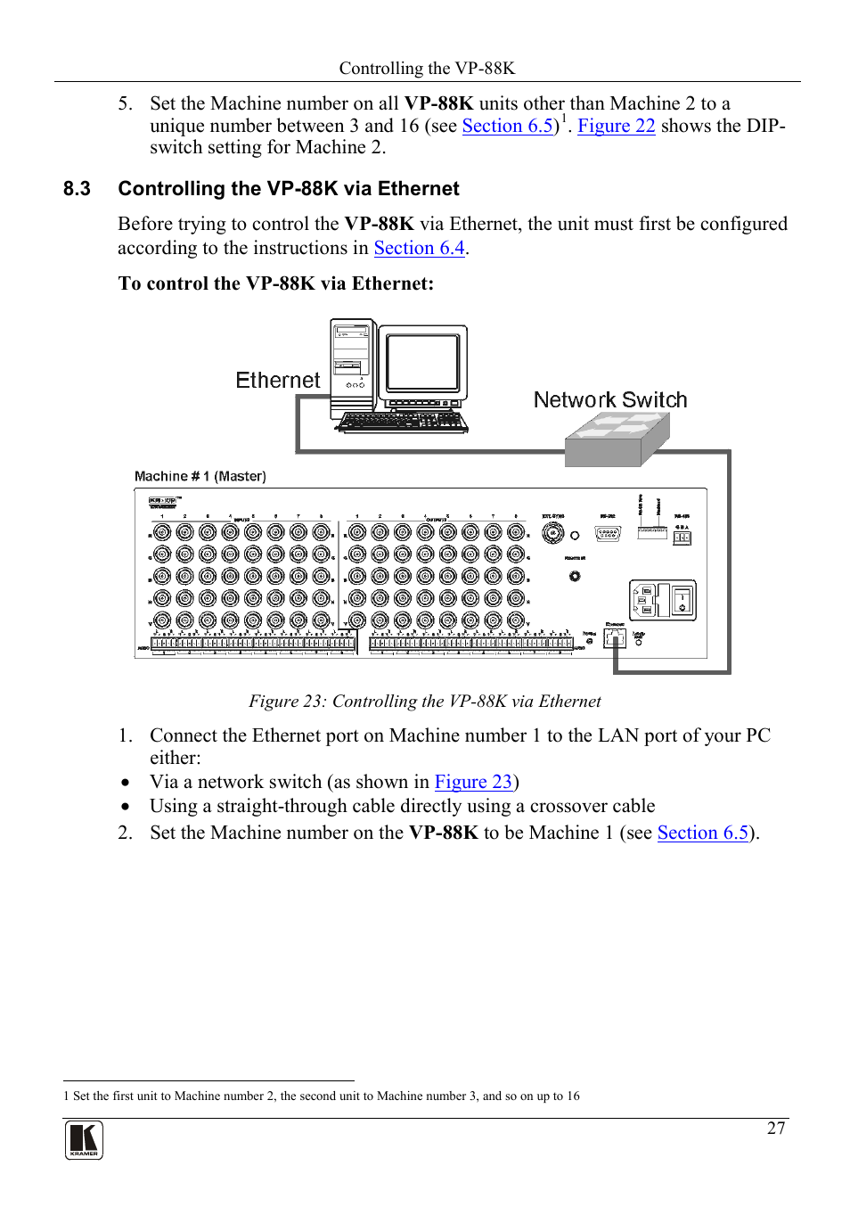 3 controlling the vp-88k via ethernet, Controlling the vp-88k via ethernet, Figure 23: controlling the vp-88k via ethernet | Kramer Electronics VP-88K User Manual | Page 31 / 60