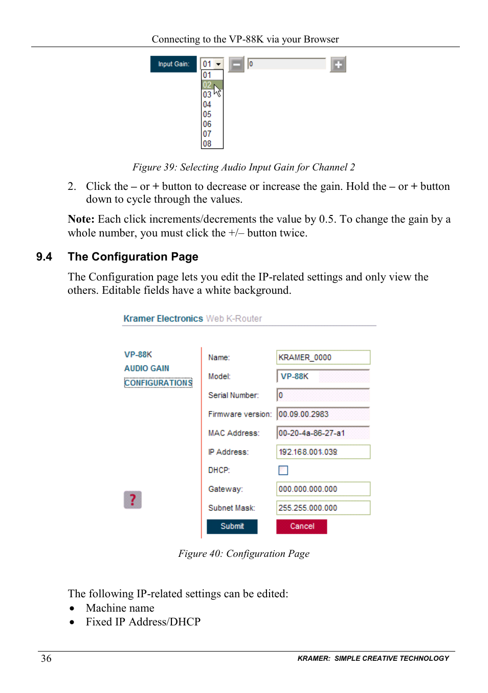 Kramer Electronics VP-88K User Manual | Page 40 / 60