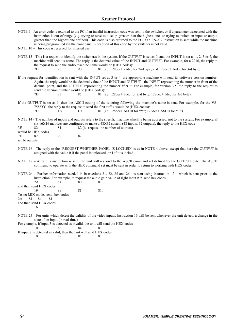 Kramer protocol | Kramer Electronics VP-88K User Manual | Page 58 / 60