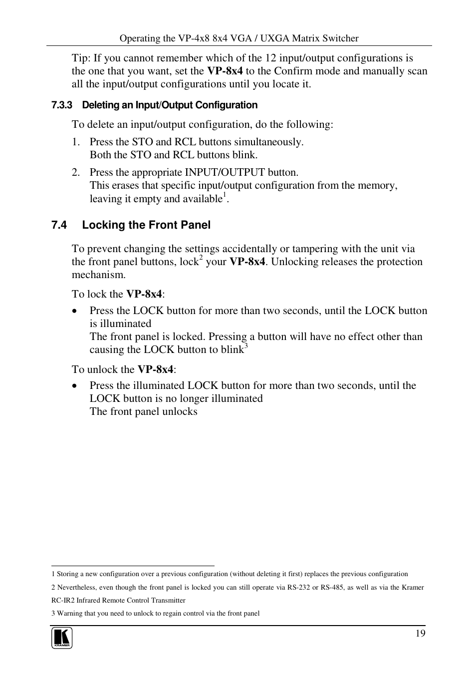 Kramer Electronics VP-8x4 User Manual | Page 22 / 34