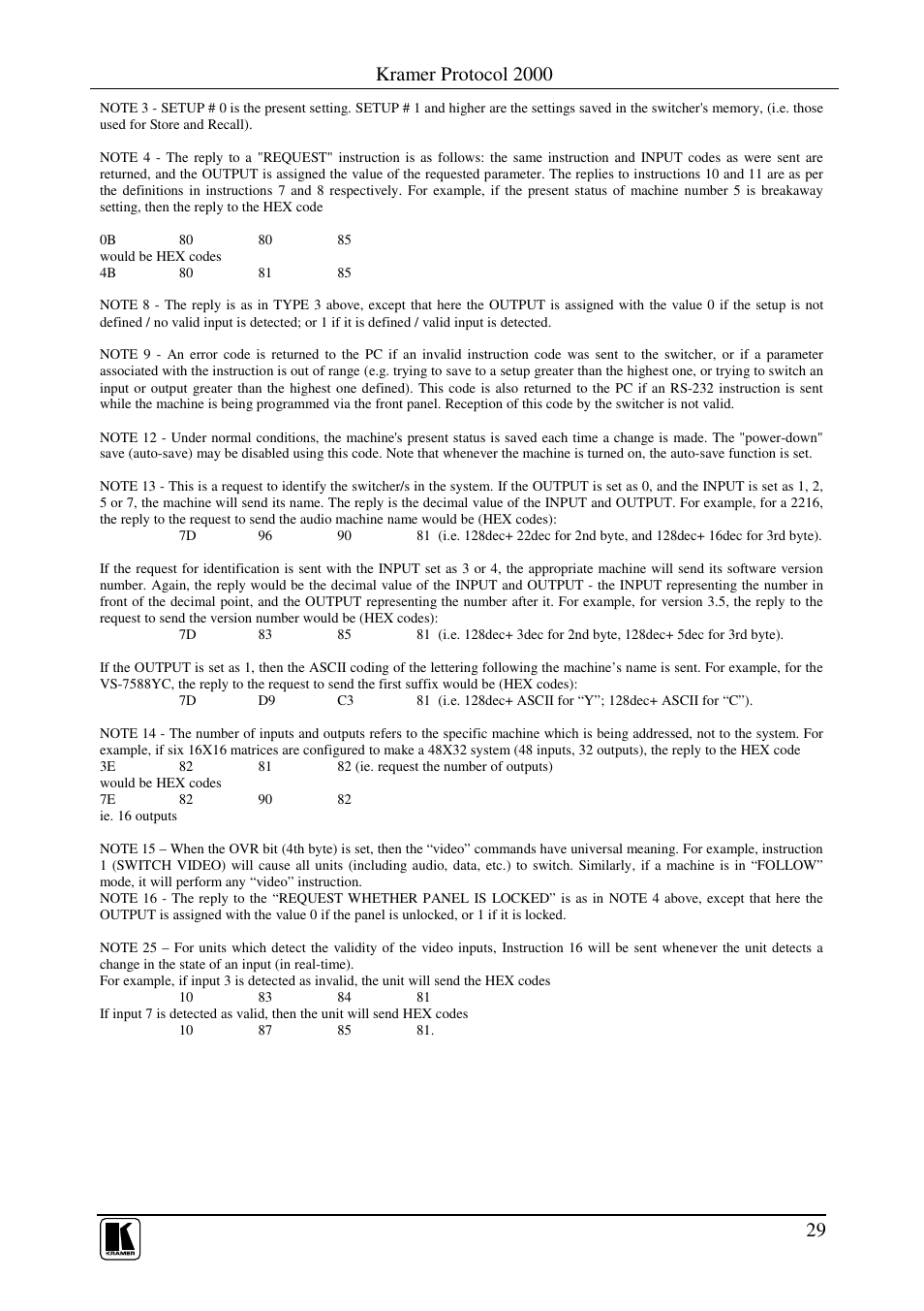 Kramer protocol 2000 | Kramer Electronics VP-8x4 User Manual | Page 32 / 34