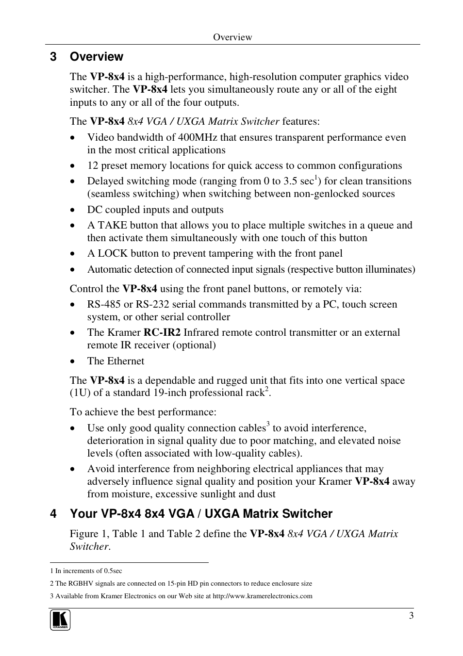 3 overview | Kramer Electronics VP-8x4 User Manual | Page 6 / 34