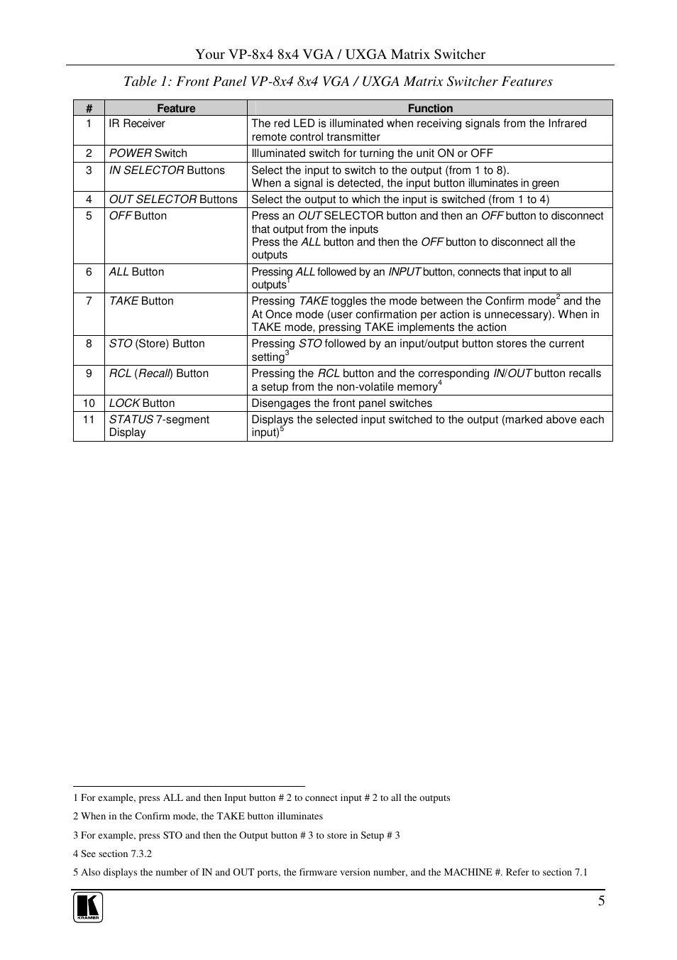 Your vp-8x4 8x4 vga / uxga matrix switcher | Kramer Electronics VP-8x4 User Manual | Page 8 / 34