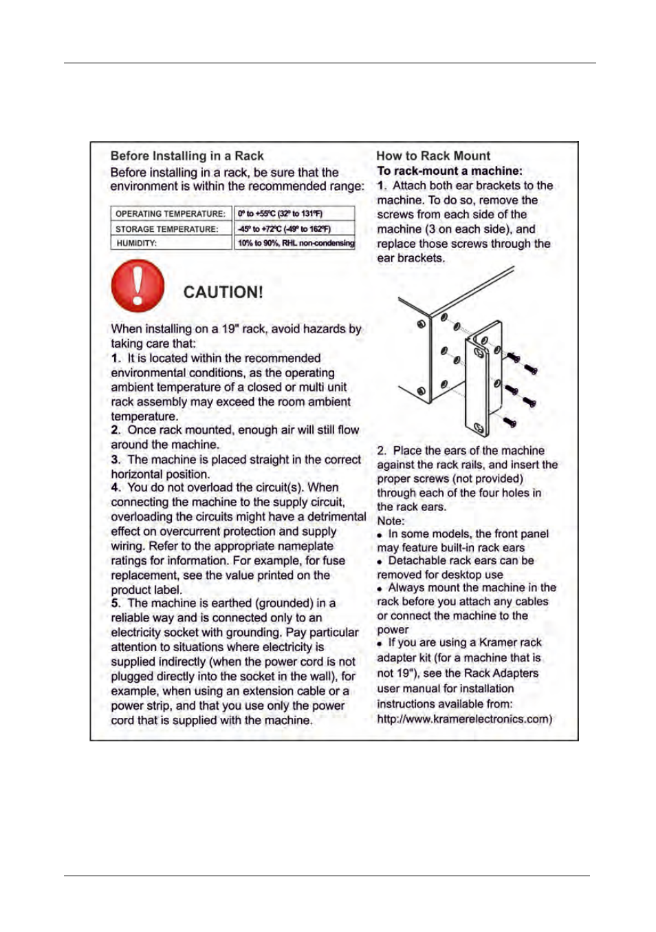 5 installing the vp-8x4ak in a rack, Installing the vp-8x4ak in a rack | Kramer Electronics VP-8x4AK User Manual | Page 14 / 57